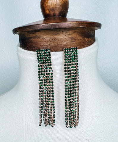 Green Simple Rhinestone Earrings