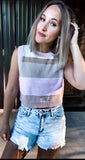 Pink & Taupe Striped Top
