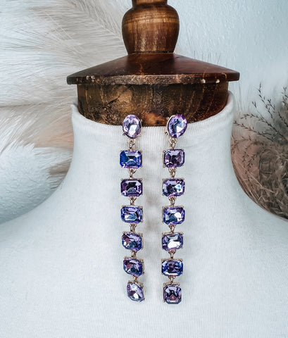 Lilac Rhinestone Dangle Earrings