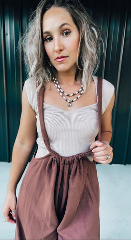 Simply Sweet Crop Top in Taupe