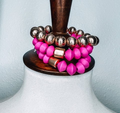Pink & Gold Bracelet Stack