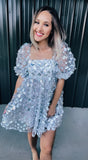 Silver Iridescent Flower Dress