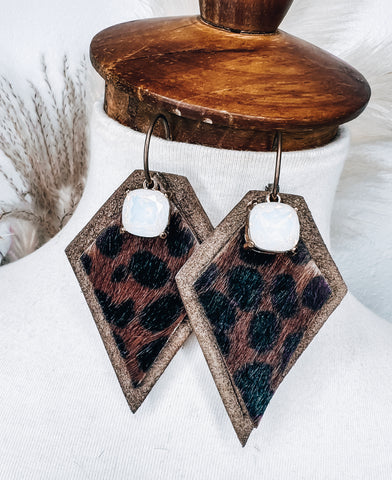 Leopard Fur Gem Earrings