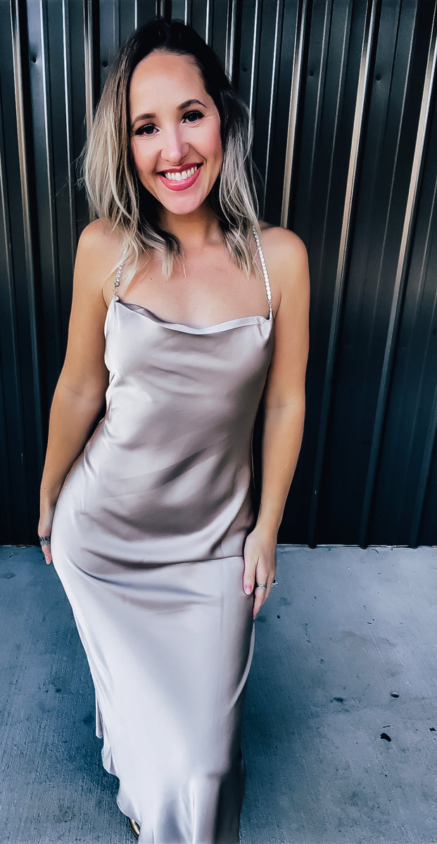 Champagne Rhinestone Dress – The Broken Levee Boutique