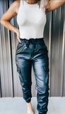 Paperbag Faux Leather Joggers