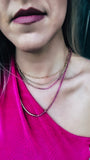Hot Pink Rhinestone & Gold Chain Layered Necklace
