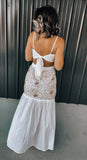White & Beige Boho Dress