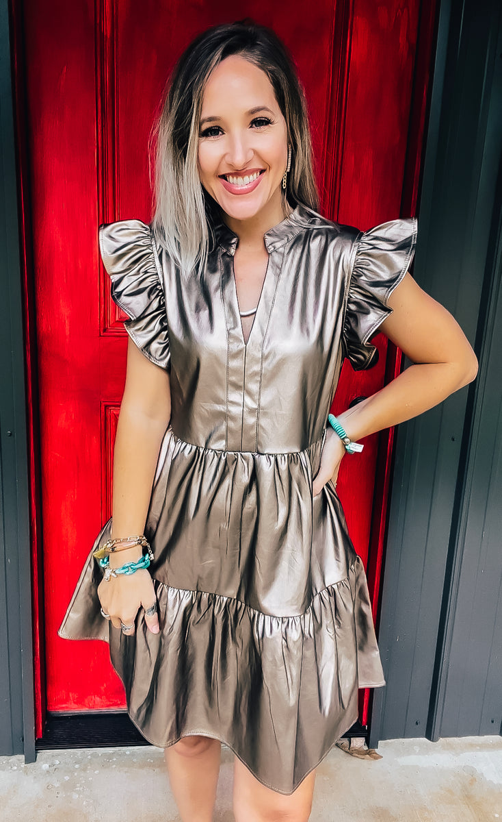 Gold Metallic Dress  The Broken Levee Boutique
