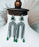 Green & Silver Rhinestone Earrings
