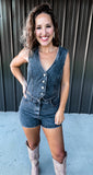 Vintage Black Denim Romper