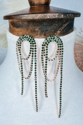 Deep Green Rhinestone Earrings