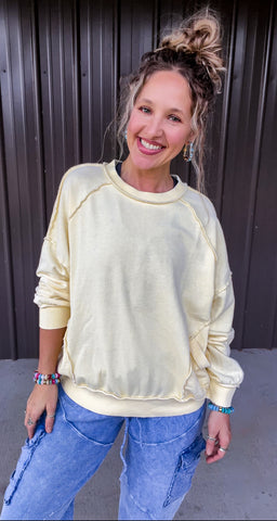 Yellow Raw Pocket Sweatshirt