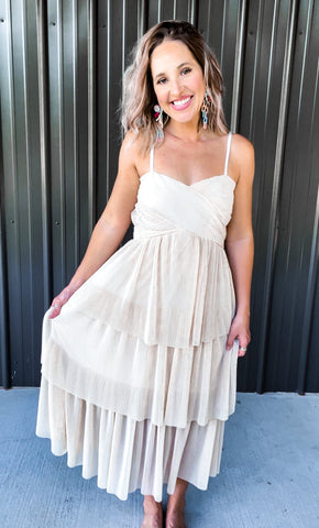 Cream Flowy Midi Dress The Broken Levee Boutique Cream Flowy Midi Dress The Broken Levee Boutique