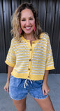 Yellow & Ivory Striped Button Down