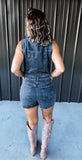 Vintage Black Denim Romper