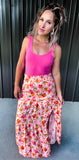 Pink Floral Maxi Skirt