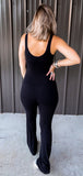 Black Full Length Flare Bodysuit