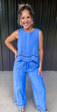 Blue Eyelet Pants