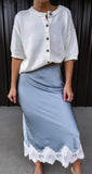 Silk Lace Slate Skirt