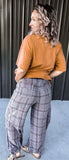 Vintage Brown Striped Jogger Style Pants