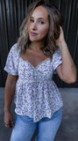 Lavender Floral & Lace Top