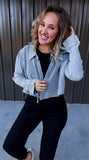 Grey Gauze Crop Flannel