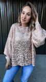 Shiny Peach Leopard Sweater