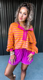 Pink & Orange Striped Top