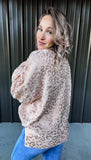 Shiny Peach Leopard Sweater