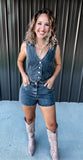 Vintage Black Denim Romper