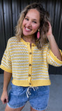 Yellow & Ivory Striped Button Down