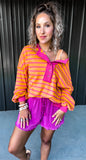 Pink & Orange Striped Top