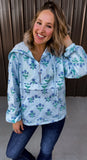 Blue Floral Windbreaker
