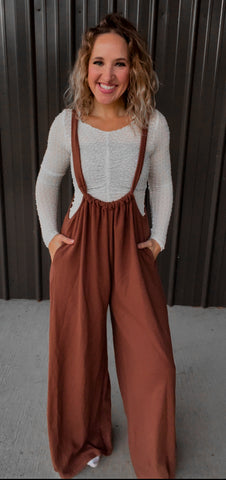 Chocolate Brown Pocket Jumpsuit