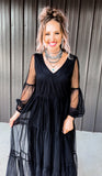 Black Sheer Midi Dress