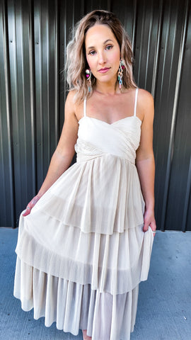 Cream Flowy Midi Dress The Broken Levee Boutique Cream Flowy Midi Dress The Broken Levee Boutique