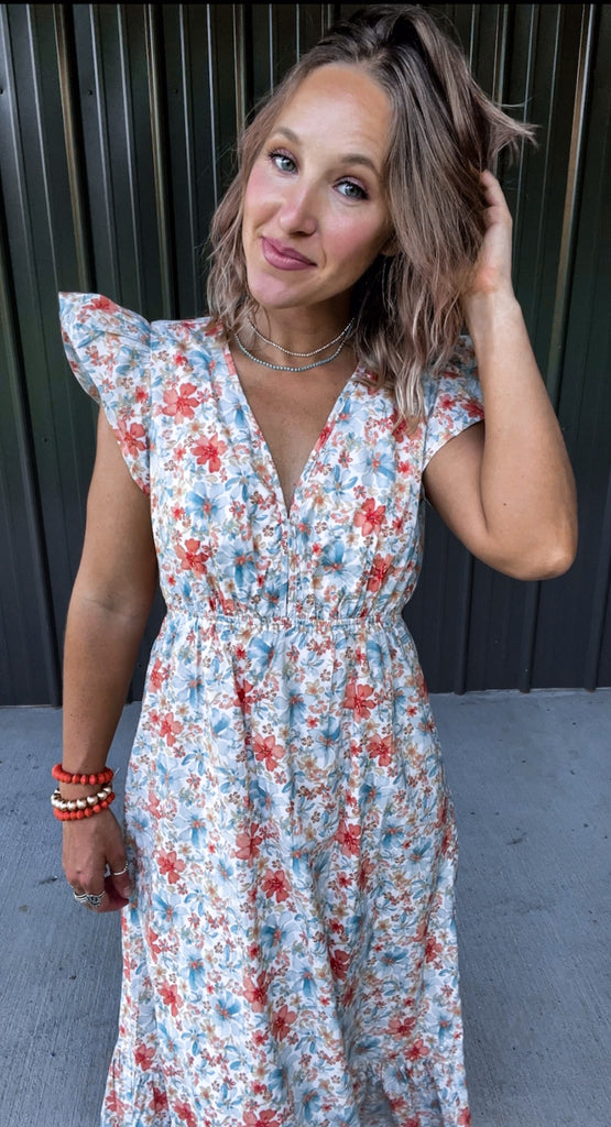 turquoise orange dress Antica Sartoria Positano Dress