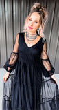 Black Sheer Midi Dress