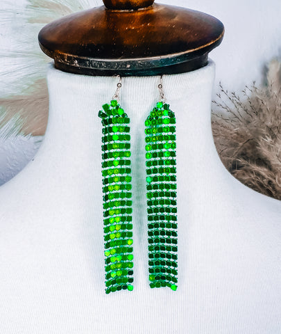 Festive Green Shimmer Earrings