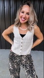 Sand Button Down Tank