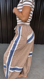 POL Tan & Blue Striped Jogger Pants