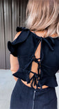 Black Denim Bow Romper