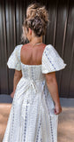Lavender & Blue Cream Maxi Dress