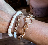 White Tones Bracelet Stack