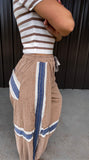 POL Tan & Blue Striped Jogger Pants