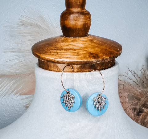 Soft Blue & Crystal Earrings