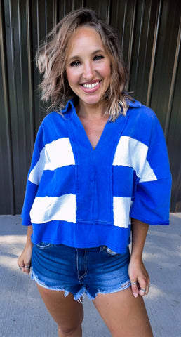 Blue & white Striped Top