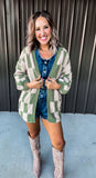 Olive & Khaki Checkered Cardigan