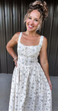 Floral & Twig Midi Dress