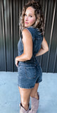 Vintage Black Denim Romper